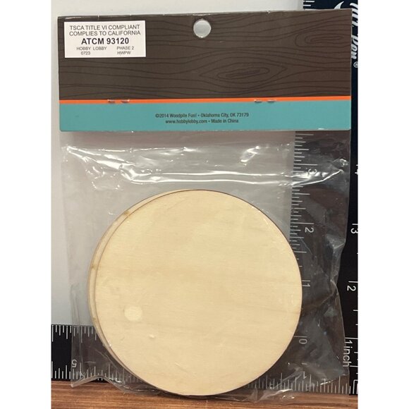Round Wood Discs 3.5" Pack Of 4 Hobby Lobby Woodpile Fun Craft Supplies 1016898 - Picture 2 of 2